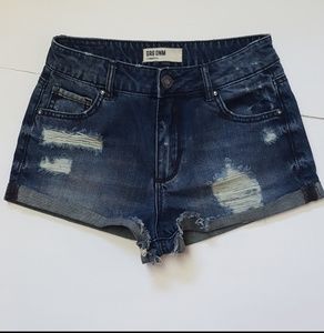 GRG DNM No Music No Love Cut Off Jean Shorts 0